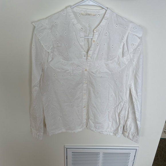 Doen 1st year White Eyelet Buttondown Blouse Top Shirt XS NWOT - Picture 5 of 6